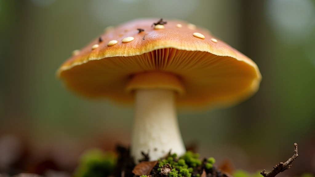 Close-up of porcini mushroom underside showing characteristic yellow pores and thick white stem structure